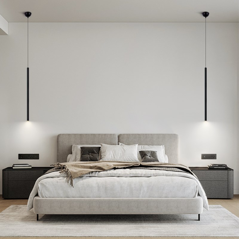 卧室床头吊灯现代简约小吊灯长线吧台主卧吊L线灯网红创意2024新