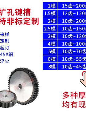 8m模直齿轮/正齿轮/12-35齿齿厚可选60-80MMM/国标45号钢淬火齿轮