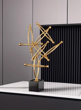 抽象软装高级感摆件轻奢金属几何摆件玄关柜样板房酒店.会所装饰