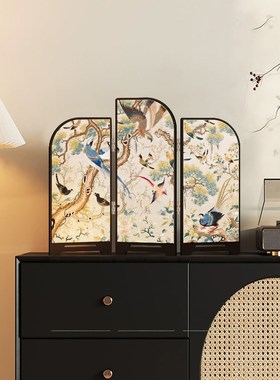 宋代美学桌面屏风摆件客厅装饰画新中式茶室Q餐边柜摆画卧室餐厅