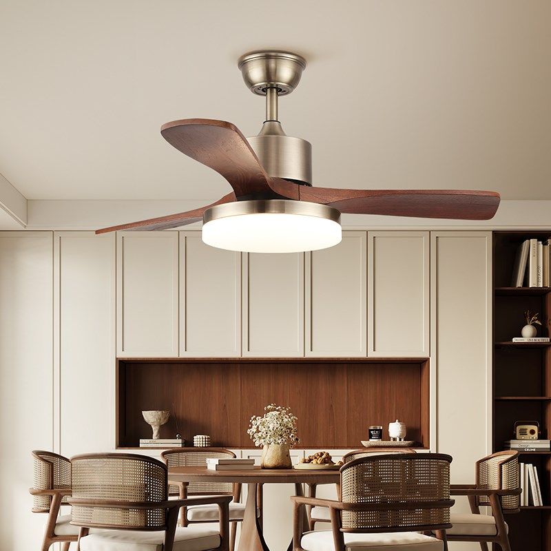 大扇叶风扇灯胡桃木色q餐厅吊扇灯新中式护眼卧室吊灯复古电扇灯,家装灯饰光源,风扇灯,淘宝优惠券,粉丝福利购,淘宝优惠卷