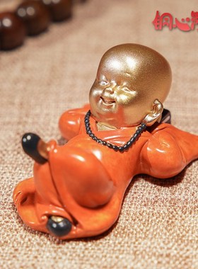 全铜摆件中式小和尚桌q面茶宠小沙弥客厅电视柜家居装饰摆件工艺