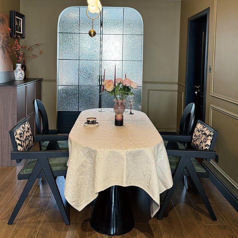 氛围感立体提花餐桌布轻奢高级感法式中古风复古高端防Z水茶台几,居家布艺,桌布,淘宝优惠券,粉丝福利购,淘宝优惠卷
