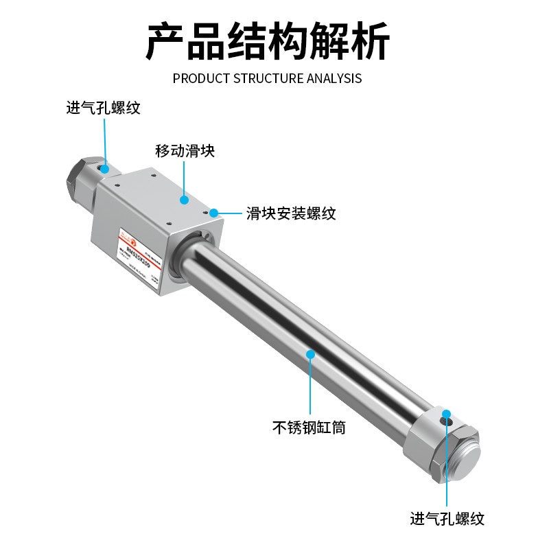 rms磁偶式无杆气缸长行程10/p16/20/25/32/40X200*300/500/600/80