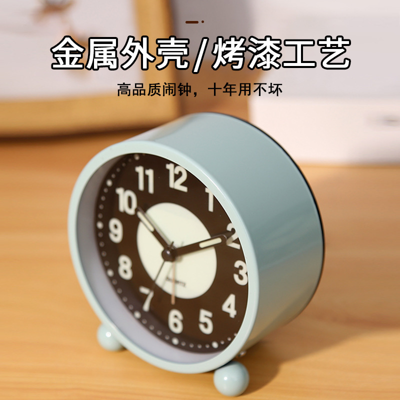 学生客厅桌面床头静音闹钟简约儿童现H代夜光时钟小荧台式数字钟