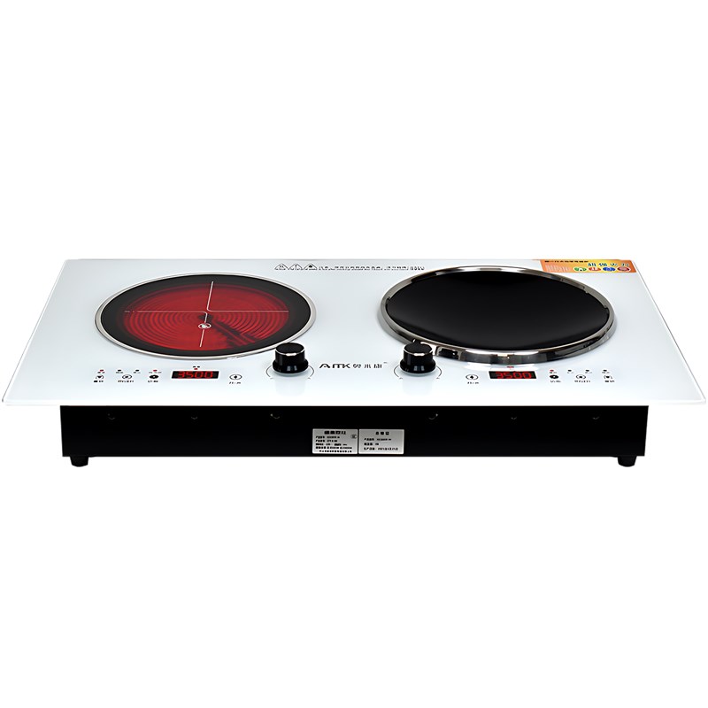 3500W大功率j旋钮电磁炉双灶嵌入式电陶炉凹面双头灶台双开7000W