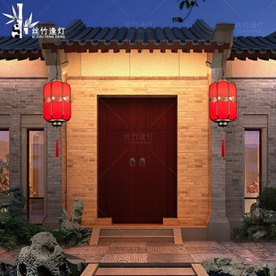 凉亭吊灯户外防水走廊大门口阳台亭子新中式灯笼太U阳能屋檐庭院