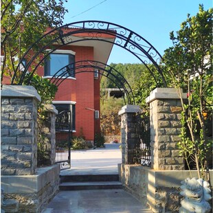 铁艺拱门花架半拱门爬藤架庭院别A墅门柱攀爬支架门头爬藤架可定