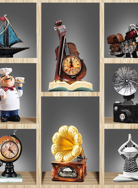 复古客厅房间家居装饰品摆件x北欧创意玄关电视柜酒柜红酒架小摆