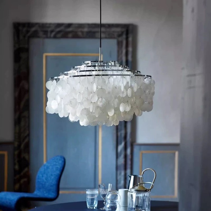 意大利法式奶油复古vnerpan珍珠贝壳吊灯餐厅卧室北欧客厅风铃灯
