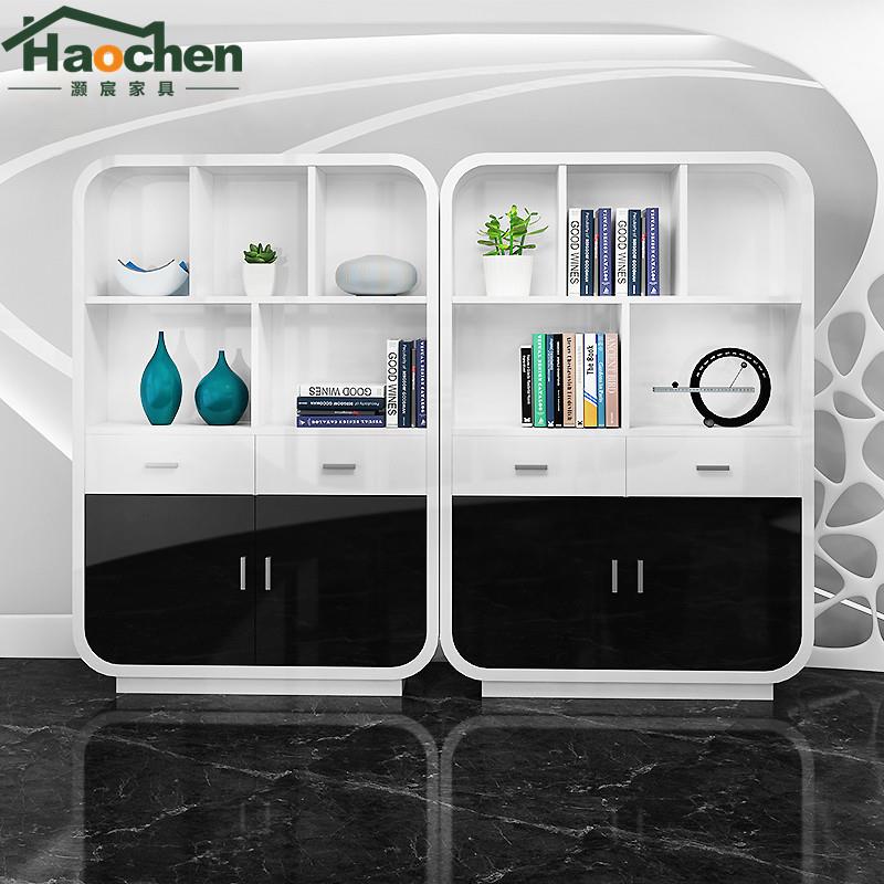 资料柜装饰柜时尚简约现代白色书柜烤漆文件柜档案柜储物柜书架