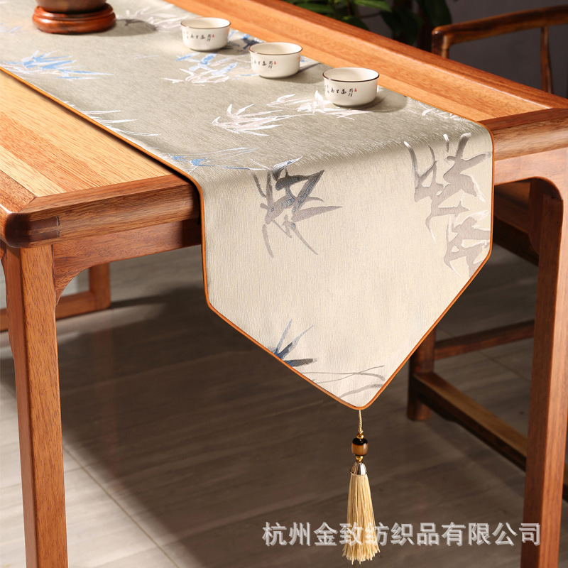 新中式桌旗中国风禅意桌布电视柜长条盖布茶客厅餐桌防滑轻奢