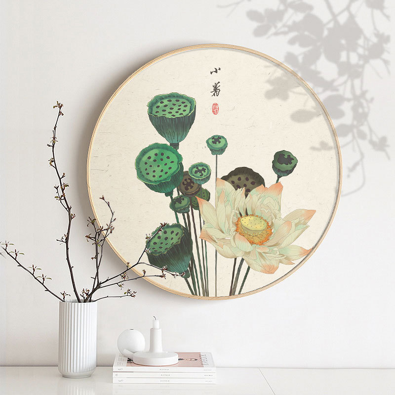 24节气装饰画新中式挂画饭店墙面装饰现代中式圆形壁画二十四节气图片