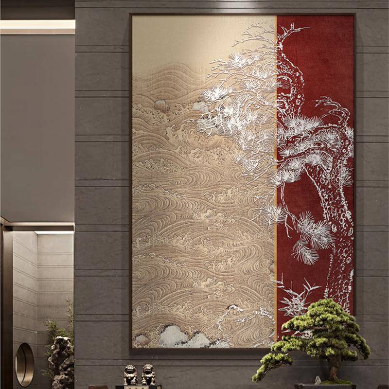 中式关厅山水国画餐厅走廊过道装饰客画酒YZ202308店饭新店玄竖版图片