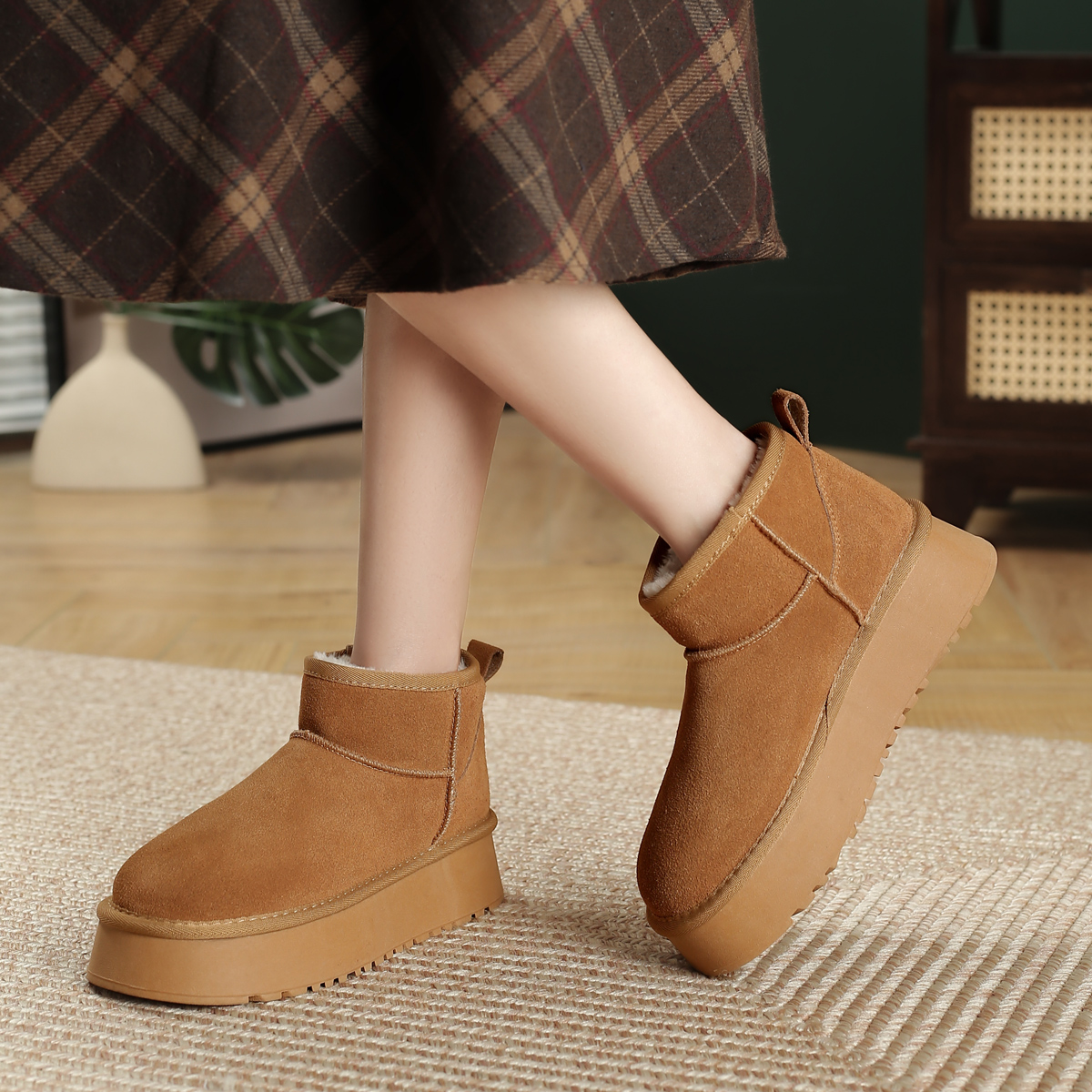 FOXER2025雪地靴女款加绒加厚