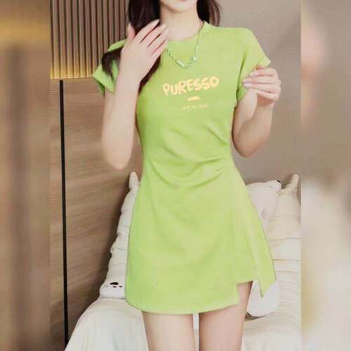 THE AIER夏装紧身褶皱裙子连衣裙显瘦爆款新款女遮肚设计感百搭短
