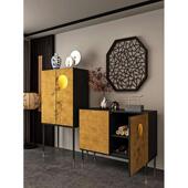 新中式 饰卧室斗柜 彩绘入户高脚立柜玄关餐边柜一体家用置物收纳装