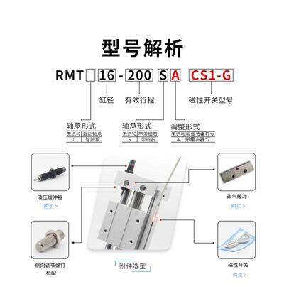 RMTL磁偶式无杆气缸RMT6/20/25/32/40X100X200X300X400X500X600SA