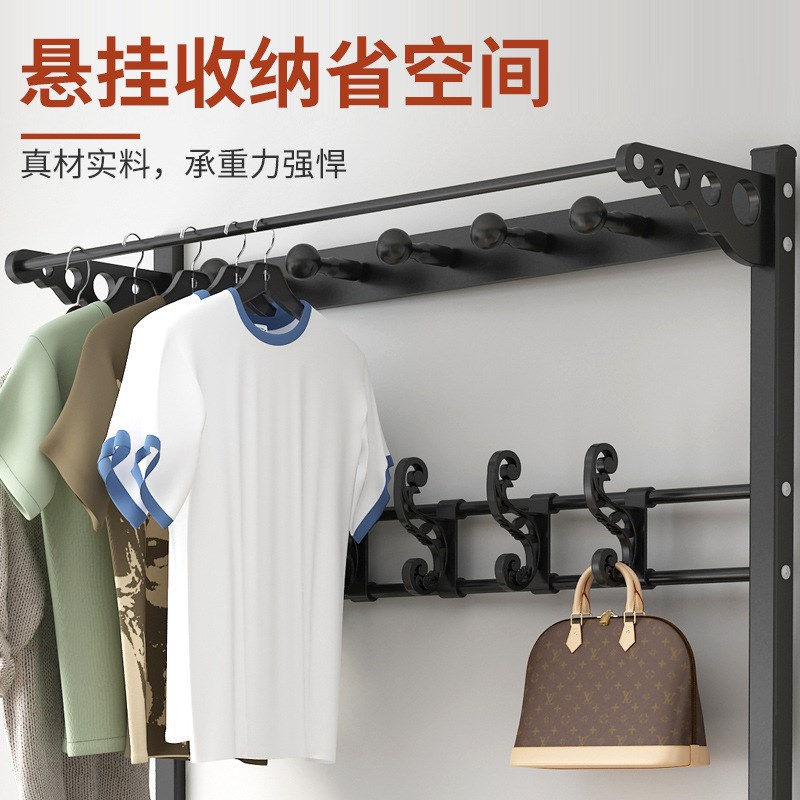 速发挂衣架能地卧室进门玄口关组合多功落换鞋凳衣帽架一体简易衣