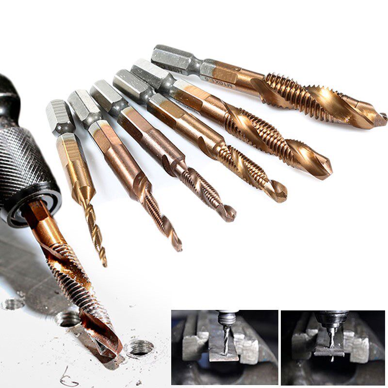 速发机用复合M锥套装 螺旋槽攻锥丝丝 开孔攻丝一体M4M5丝6M8钻头