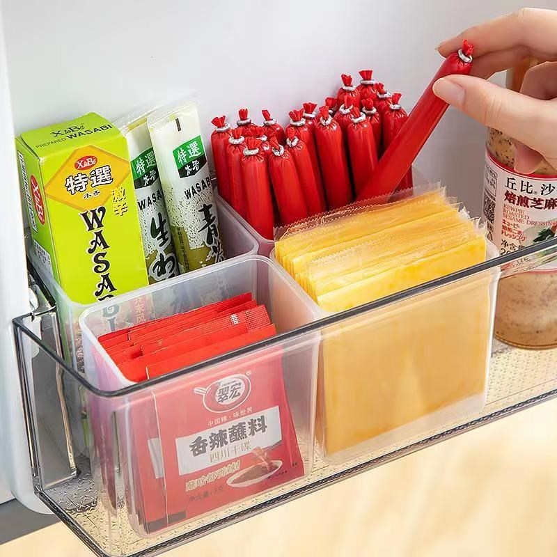 速发盒式透明冰箱侧类收纳日桌面文具化妆品分门整理盒可壁挂式收