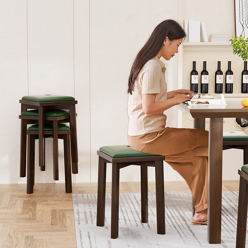 速发实木梳妆凳子化妆凳轻奢台级感欧式梳甲高板凳卧室衣帽架美妆