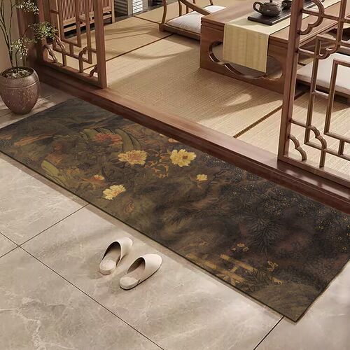 速发新中式家用脚垫台专用地毯硅藻泥床边吸水防滑入户地垫室内门