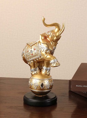 速发办意站球大象摆件家居柜公室工艺品乔迁新居礼品客厅酒创装饰