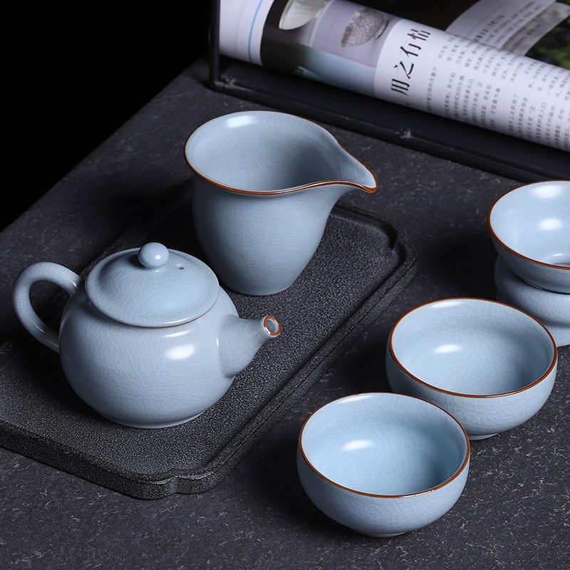 速发汝瓷小茶壶单壶景德镇陶窑家用过滤单个功冰茶具夫裂开片大号