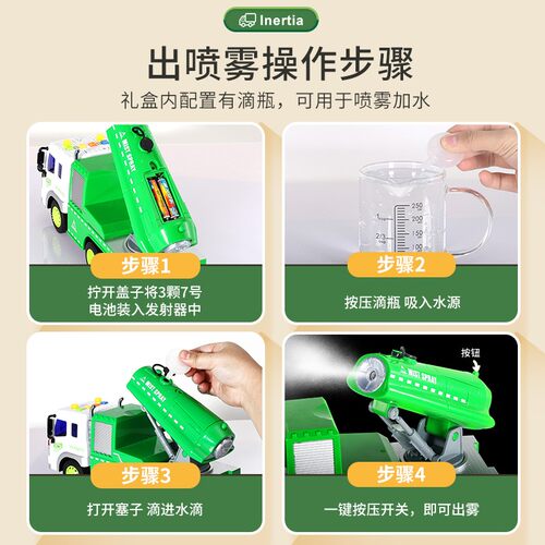 速发降尘喷雾车岁喷水大水车玩具环卫车洒号儿童汽车模型男孩可4