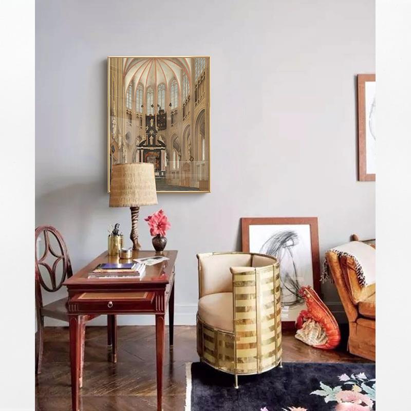 速发欧式复古轻奢装饰画美式客厅玄关墙面挂画经典建筑壁画图片