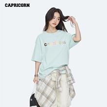 CAPRICORN设计感小众韩系宽松纯棉短袖女t恤夏2025新款半袖上衣潮
