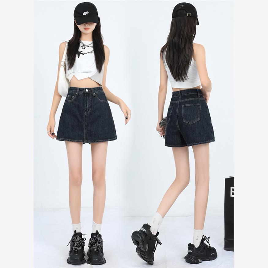 胖mm裙裤女夏季高腰显瘦a字短裙梨形身材半身裙大码阔腿牛仔短裤
