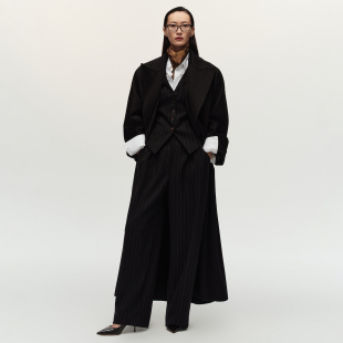 SIQIYOUNG 14μm＜小山羊绒大翻领手工大衣 好莱坞女明星