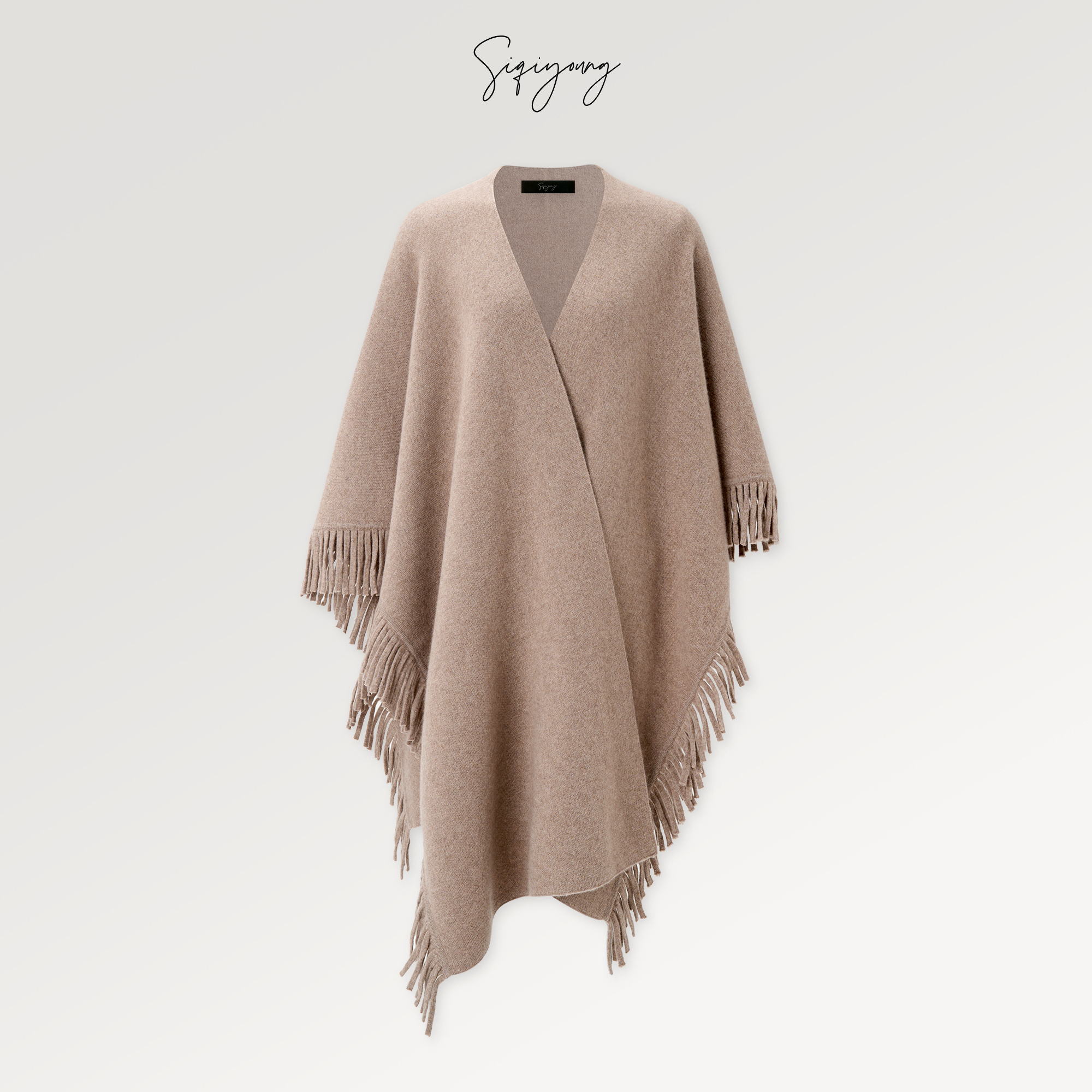 SIQIYOUNG山羊绒流苏斗篷披肩