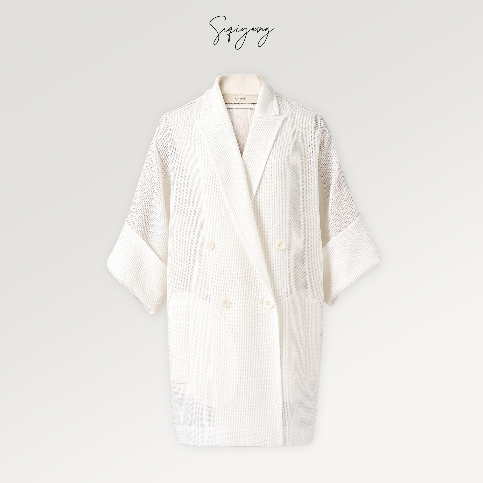 SIQIYOUNG光与影-网格外套 复古设计感宽松镂空网眼外套休闲简约,女装/女士精品,短外套,淘宝优惠券,粉丝福利购,淘宝优惠卷