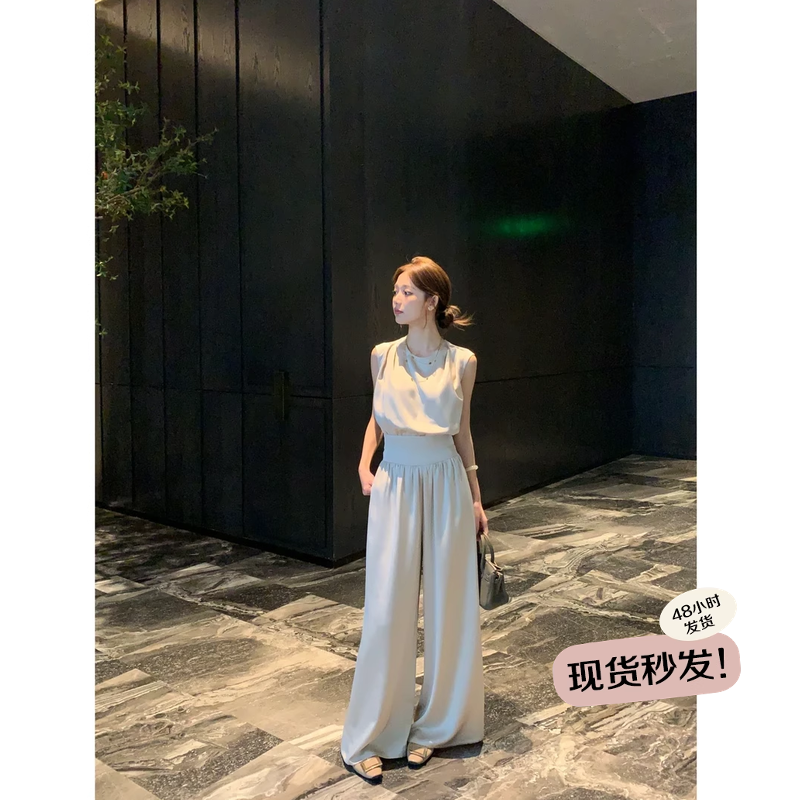 百搭衬衫高级感阔腿裤两件套