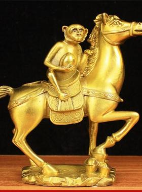 铜马上猴摆件纯铜客厅马上封侯马上有钱马上赢生肖猴工艺品礼品