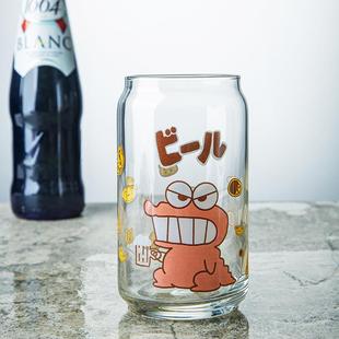 卡通玻璃杯饼干啤酒杯IPA小麦杯大嘴可乐杯喝水杯子355ML INS个性