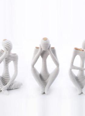 现代简约创意抽象人物摆件家居客厅书房样板房玄关工艺品书档摆设