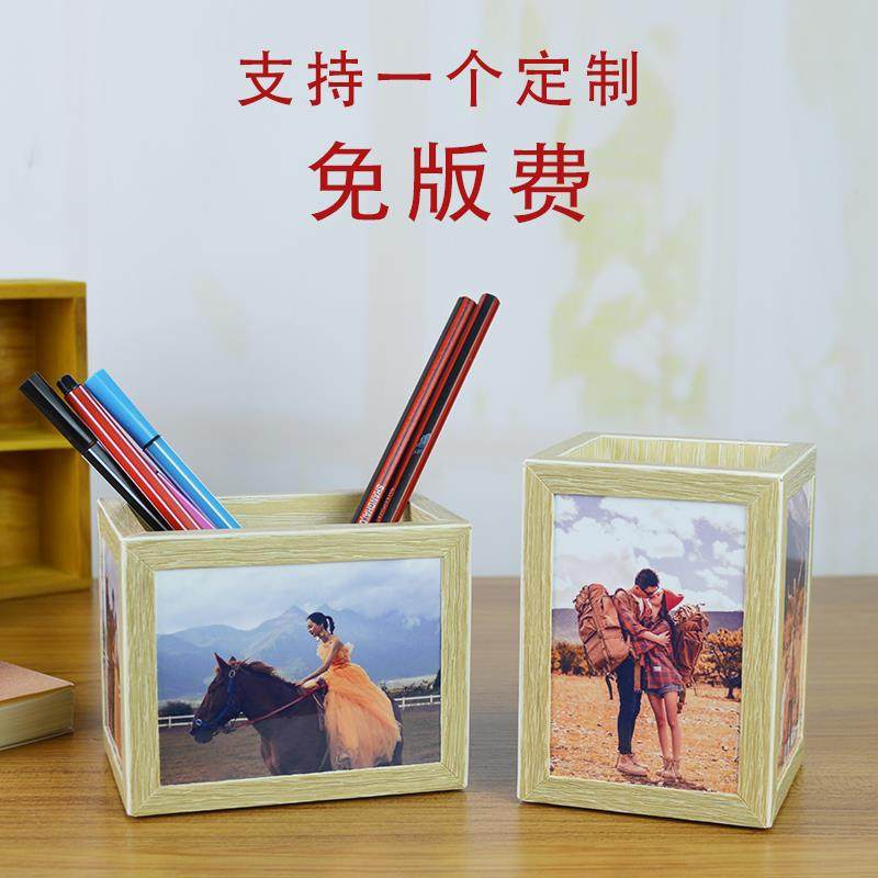 创意个性定制木制桌面笔筒手工复古风商务礼品学生老师生日奖礼品