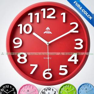 富达 简约时尚现代时钟 立体凸字 客厅卧室静音挂钟 创意装饰钟表