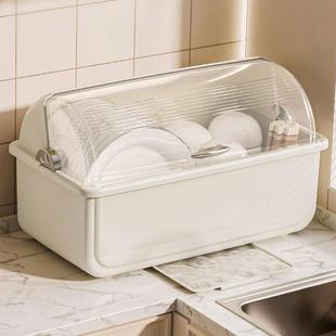 碗筷收纳盒放碗碟收纳架厨房装餐具家用防尘置物架带盖沥水碗柜子