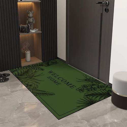 绿色入口门地垫现代简约家居入口入口地毯客厅防滑免洗皮革脚垫