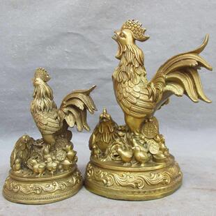 纯铜招财鸡福字鸡铜雄鸡铜母子鸡招财金鸡生肖铜公鸡铜器摆件