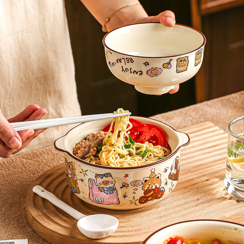卡通漂亮的饭碗高颜值釉下彩餐具