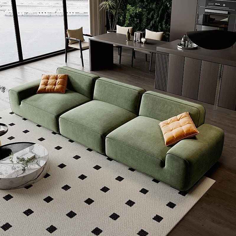 my大牛布沙发豆腐块客厅2艺02黑5新款现代简直约排免洗灯大黑牛1