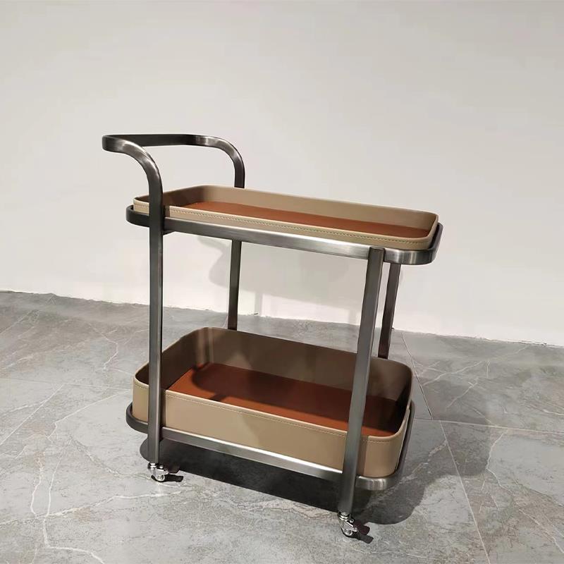 9现代奢客轻008厅马鞍皮边几沙量发边柜移动置物架大W容推车阳台