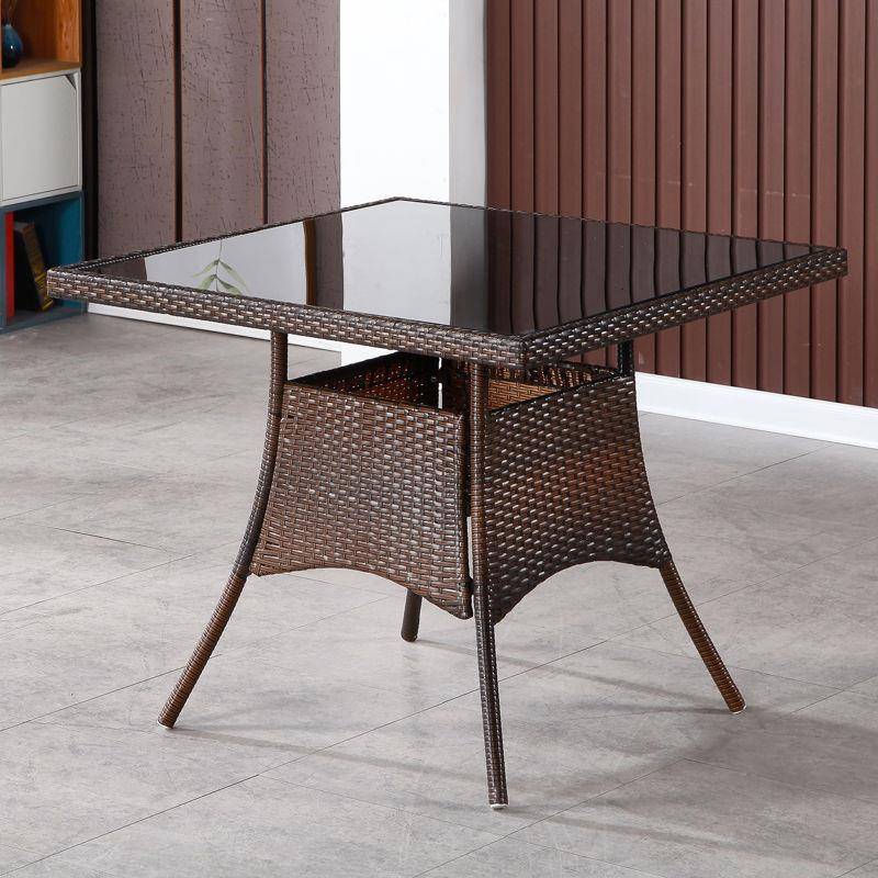 藤闲编茶桌茶台阳台藤方椅小CAV几户外桌子休餐茶桌整装圆桌桌