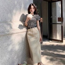 2024夏季女装奶系穿搭一整套茶系温柔港风感韩剧减龄两件套装裙子